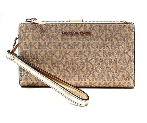 michael kors boxed metallic signature double-zip wristlet|michael kors double zip backpack.